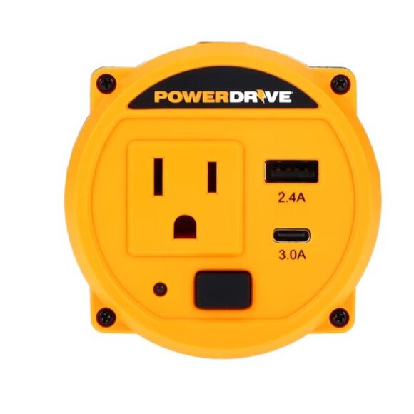 Power Drive 120W Cup Inverter 12 Volt AC Outlet USB 36" DC Cable NWB - Picture 5 of 12